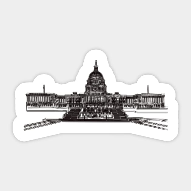 Washington Dc Capitol Building Minimalist Drawing Sticker by Raimondi